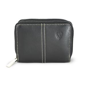 Black leather tray on credit cards and business cards