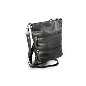 Black leather Zipper bag with strap