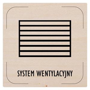 Cedulka na dveře - Vzduchotechnika - piktogram, dřevěná tabulka, 80 x 80 mm