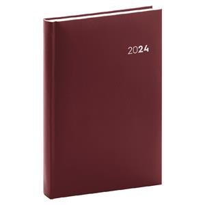 Daily Diary 2024 A5 Balacron - burgundy