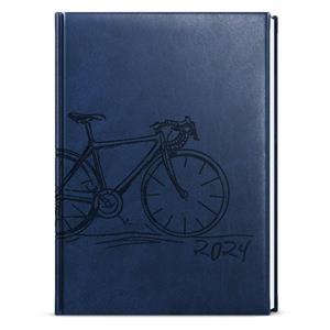 Daily Diary 2024 Adam Vivella with hot stamping B6 - Blue - Bike