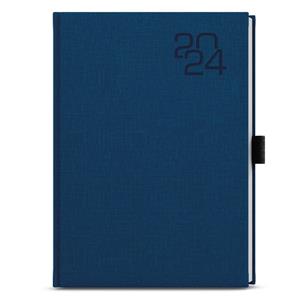 Daily Diary 2024 David Fabric A5 - Blue