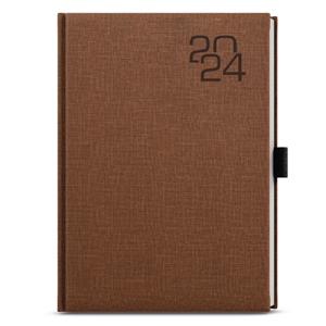 Daily Diary 2024 David Fabric A5 - Brown