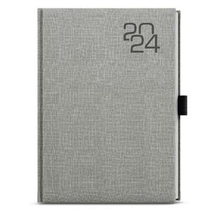 Daily Diary 2024 David Fabric A5 - Grey