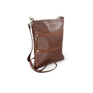 dark Brown leather Zipper bag with strap