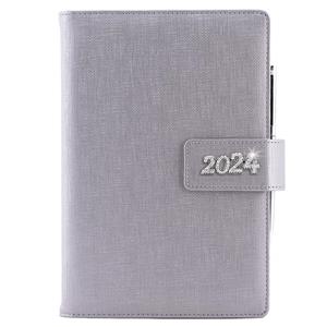 Diary BRILIANT daily A5 2024 Polish - silver