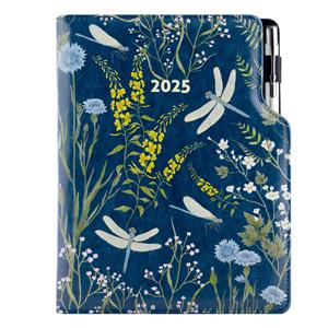 Diary DESIGN daily A5 2025 CZ - blue - dragonflies