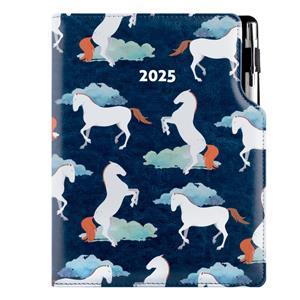 Diary DESIGN daily A5 2025 CZ - blue - horse