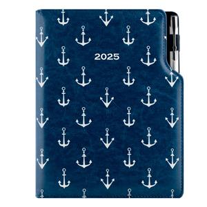 Diary DESIGN daily A5 2025 CZ - blue - sailor - anchors