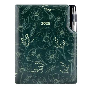 Diary DESIGN daily A5 2025 CZ - green - flowers