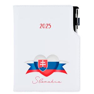 Diary DESIGN daily A5 2025 CZ - white - Slovakia - flag