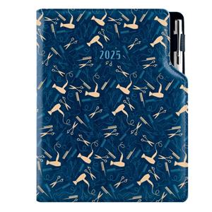 Diary DESIGN daily A5 2025 PL - blue - Hairdresser