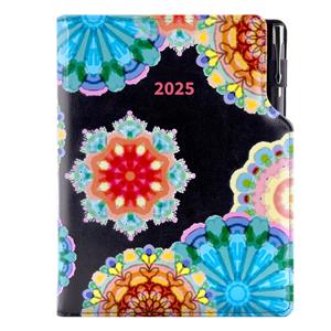 Diary DESIGN daily B6 2025 PL - black - kaleidoscope