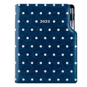 Diary DESIGN daily B6 2025 PL - blue polka dots