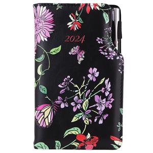 Diary DESIGN weekly pocket 2024 SK - black - flowers