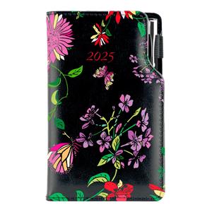 Diary DESIGN weekly pocket 2025 PL - black - flowers