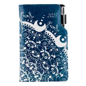 Diary DESIGN weekly pocket 2025 PL - blue - ornament