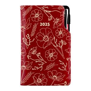 Diary DESIGN weekly pocket 2025 PL - burgundy - flowers