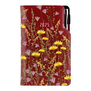 Diary DESIGN weekly pocket 2025 SK -burgundy - Meadow