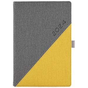 Diary DIEGO weekly A5 2024 Polish - grey/yellow