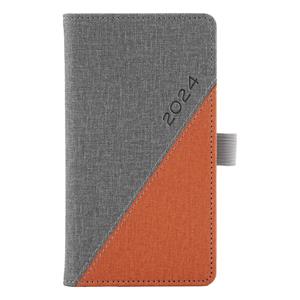 Diary DIEGO weekly pocket A5 2024 Polish - grey/orange