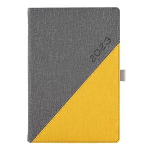 Diary DIEGO weekly special A5 2023 - grey/yellow