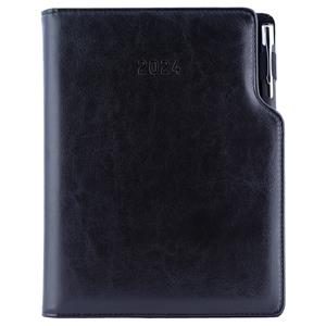 Diary GEP with ballpoint daily A5 2024 Polish - black/black velvet