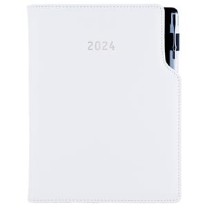 Diary GEP with ballpoint daily B6 2024 Polish - white/white stiching