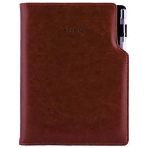 Diary GEP with ballpoint weekly A5 2024 Polish - brown