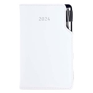 Diary GEP with ballpoint weekly pocket 2024 Polish - white/white stiching