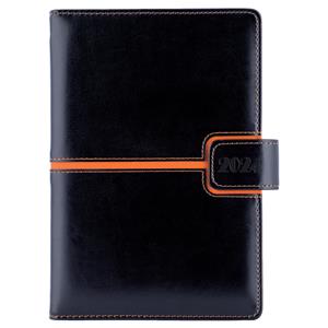 Diary MAGNETIC daily A5 2024 Polish - black/orange