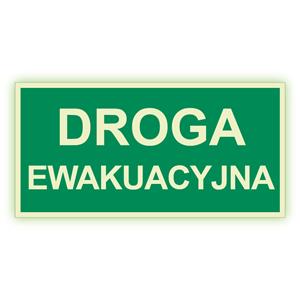 Droga ewakuacyjna - fotoluminescencyjny znak, naklejka 200x100 mm