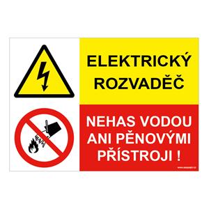 ELEKTRICKÝ ROZVADĚČ - NEHAS VODOU ANI PĚNOVÝMI PŘÍSTROJI, KOMBINACE, plast 2 mm, A5