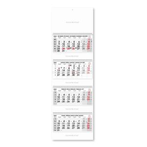 Fourmonths Wall Calendar Kvatro stacked Slovak with spiral 2025 - grey