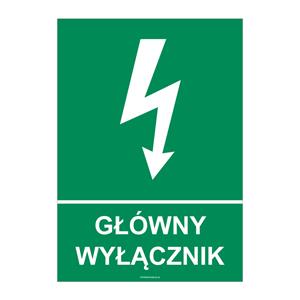 GŁÓWNY WYŁĄCZNIK, naklejka 148x210 mm