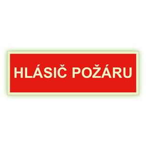 Hlásič požáru text - fotoluminiscenční tabulka, plast 1 mm 150x50 mm