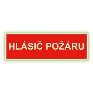 Hlásič požáru text - fotoluminiscenční tabulka s dírkami, plast 2 mm 150x50 mm