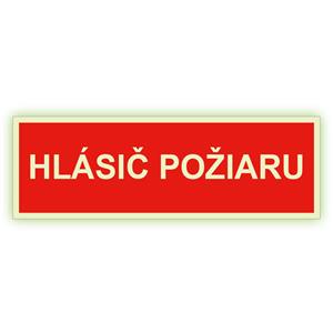 Hlásič požiaru - fotoluminiscenčná tabuľka, plast 1 mm 150x50 mm