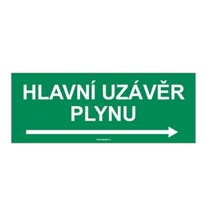 HLAVNÍ UZÁVĚR PLYNU VPRAVO, Samolepka 210x80 mm