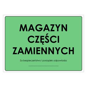 MAGAZYN CZĘŚCI ZAMIENNYCH, naklejka 297x210 mm