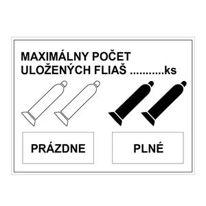 Maximálny počet uložených fliaš, samolepka 200x150mm