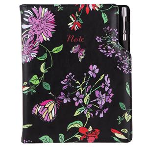 Notes DESIGN A5 Lined - black - flowers