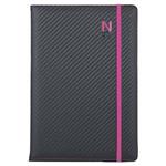 Notizbuch ELASTIC A5 kariert - Graphit/magenta Gummi