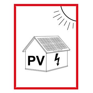 Označení FVE na budově - PV symbol - bezpečnostní tabulka, plast 2 mm s dírkami 45 x 60 mm