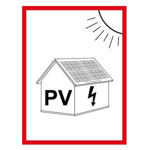 Označení FVE na budově - PV symbol - bezpečnostní tabulka, samolepka 74 x 105 mm