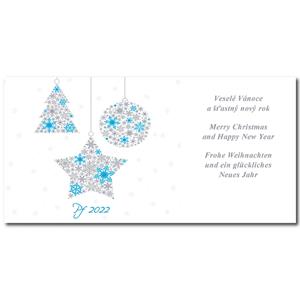 PF 2022 - Card with wishes - turquoise-silver ornaments