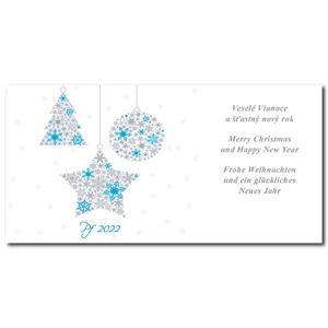 PF 2022 - Card with wishes - turquoise-silver ornaments