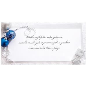 PF - Card with wishes - blue silver ornaments