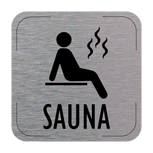 Popis místnosti - cedulka na dveře - Sauna, hliníková tabulka, 80 x 80 mm