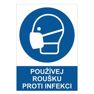 Používej roušku proti infekci - bezpečnostní tabulka, samolepka A5